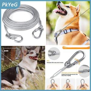 PkYeG Dây xích đôi cho chó dây dắt có khóa kim loại vòng cổ huấn luyện bằng dây thép chống gỉ dây đeo ngoài trời cho chó