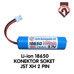 Baterai Speaker  & Baterai  Elektronik 1X 18650 3000mAh 3.7V Protektor BMS 1S 3A Soket JST XH 2 PIN