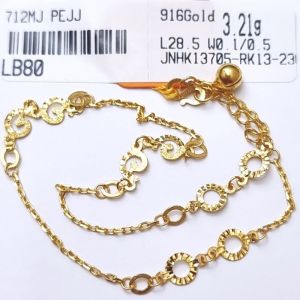 JIN JING RANTAI KAKI DESIGN EMAS 916 3.18g/3.21g