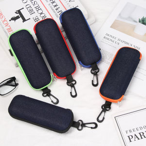 1*Eyeglasses Case Denim Fabric Zipper Reading Glasses Box Sunglasses Protection Case Travel eyeglass Carry Bag