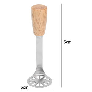 YESPERY ที่บดมันฝรั่งขนาดเล็กสแตนเลสสตีลด้ามไม้ที่บดผลไม้เครื่องมือทำครัว