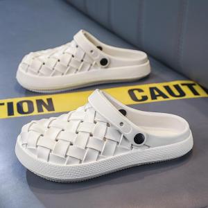 Free Shipping MenS Summer Slip-On Sandals With Non-Slip Soles Suitable For Driving And Sports Featuring A Closed-Toe Design And Available In Black Trendy Thick-Soled Beach Style