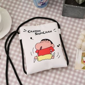 SUNNYDOLL การ์ตูนลายการ์ตูน กระเป๋าใส่เหรียญเครยอนชินจัง ผ้าใบแคนวาส อะนิเมะ กระเป๋าลิปสติกแบบพกพา แฟชั่นสำหรับผู้หญิง ครอสบอดี้ กระเป๋าใส่โทรศัพท์มือถือคาวาอี้ สาวๆ