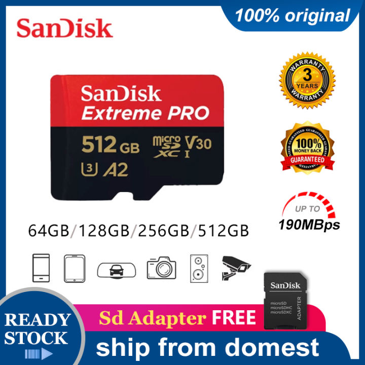 SanDisk extreme pro Micro Memory SD Card Micro 128 256 512 GB SDXC ...