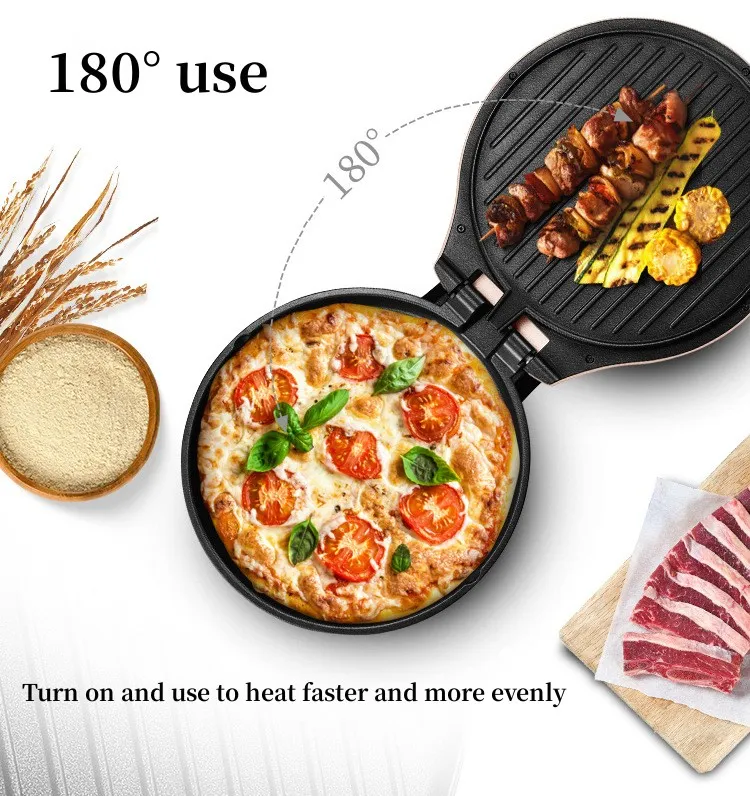 Electric Pancake Pan Double Sides Fast Heating Baking Fry Machine