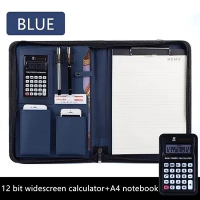A4 Leather Folder Sales Folder Multifunctional Real Estate Information Book Manager Folder ZipperBag