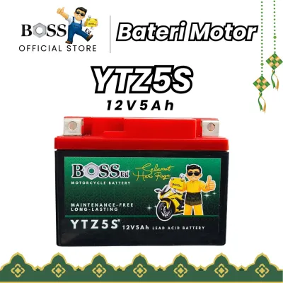 BOSSKU BATERI YTZ5S RAYA EDITION MOTOR BATTERY EX5 DREAM LC135 V2-V8 Y15 Y16 DASH AVANTIZ WAVE LAGENDA 115