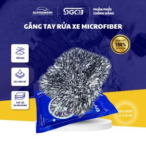 Găng Tay Rửa Xe Ô Tô Sợi Microfiber Mền Mịn Giữ Và Tạo Bọt Chống Mài Mòn Và Bền SGCB 21x 25CM ( Màu Xám) Alphawash