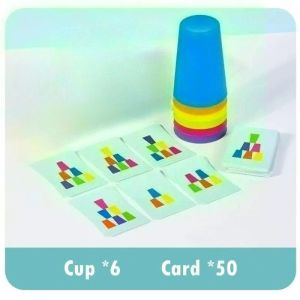 2026 Montessori Toys Stack Cup Game With Card Educational Intellectual Enlightenment Color Cognition Logic Training Kids Children