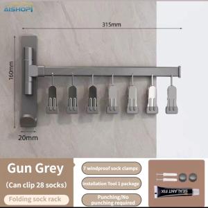 [SG Seller]Windproof Foldable Aluminum Hanger Multi Clip Socks Hanger Household Wall Hanging Multi functional  drying racks Windproof Socks Clip
