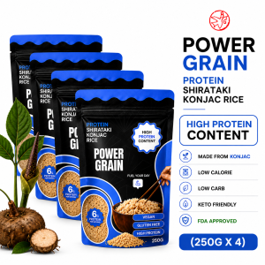 Power Grain Premium Protein Shirataki Konjac Rice 250g x4 - High Protein Vegan Rice Alternative | Gluten Free Healthy Diet Rice FDA approved