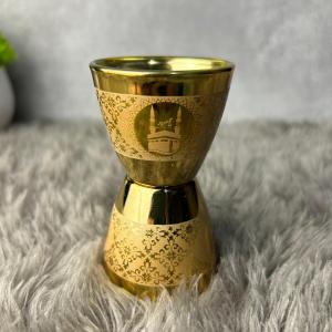 Gelas Cucing 1Lusin Motif Kabah Warna Emas Isi 12 Pcs Gelas Mini Air Zam Zam / Gelas air zam zam