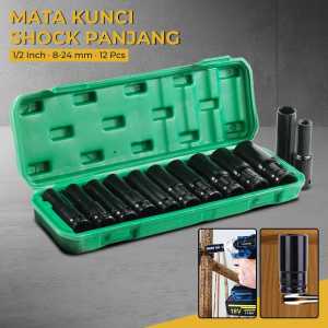 Set Mata Kunci Soket Impact Panjang 12 Pcs 8-24mm - Kokoh & Anti Slip
