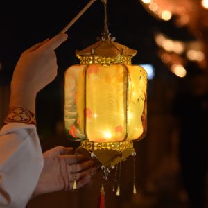 HPVDBP Handheld Mid-Autumn Festival Retro Lantern with Tassel Glowing Chinese Flower Lantern Childrens Toys DIY Portable Lantern Lantern Festival