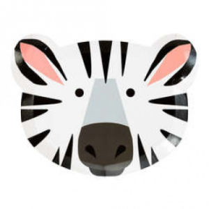 Sunbeauty New Design Plates Party Animals Tiger and Zebra Face Plate Party Paper Plates Set