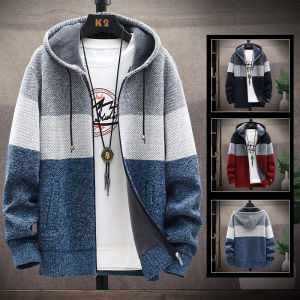 Mens Hooded Cardigan Fleece Sweater Jacket Cardigans Autumn Warm Jumpers Zip Up Jacket Male Clothing Japan Knitwear Coat
