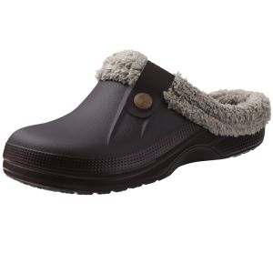 Comwarm Winter Colgs Slippers Men Waterproof Garden Shoes Home Fur Clogs Soft Plush Slippers Bedroom Fuzzy Shoes Indoor Outdoor