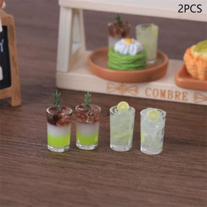 【Clementty】 2 PCS Bag Miniature Toy Ice Drinks Micro Landscape Ornaments Dollhouse Toys Accessories Doll House Kitchen Decoration Kids Gifts