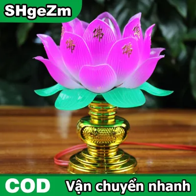 SHgeZm 1pcs Phật Giáo sen đèn đầy màu sắc sen đèn Máy tính để bàn trang trí ánh sáng cho nhà Thiền thờ phượng Phật Giáo Đền