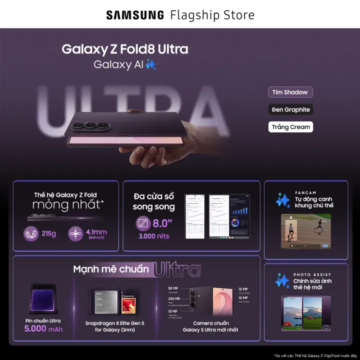 Điện thoại Samsung Galaxy Z Fold8 Ultra, 256GB, Chip Snapdragon, Pin 5,000mAh, Camera 200MP chuẩn Ultra, Galaxy AI | BigBuy360 - bigbuy360.vn Điện thoại Samsung Galaxy Z Fold8 Ultra, 256GB, Chip Snapdragon, Pin 5,000mAh, Camera 200MP chuẩn Ultra, Galaxy AI | BigBuy360 - bigbuy360.vn