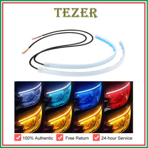 TEZER 2 Pcs LED Car DRL Daytime Running Light Auto Waterproof Flexible Soft Strip Headlights Flow Turn Signal Lights 12V 30/45/60CM Car Styling Accessories Turn Signal Guide Strip Headlight Assembly