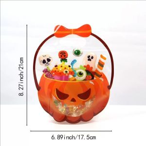 10Pcs Cartoon Pumpkin Candy Bags Trick or Treat Kids Favors Snack Cookie Treat Bag for Halloween Party Supplies