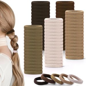 obeoby 100Pcs Hair Ties for Thick Hair Seamless Elastic Ponytail Holders    Nylon Hair TiesBulk Black Hair BandsStretchy Hold Gentle On Hair For Daily Wear Sports Travel