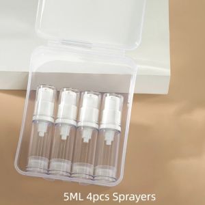 AN249 3/4Pcs Refillable Travel Refillable Bottle Set Empty 5ml/10ml/15ml Cosmetic Container Plastic with Storage Box Vacuum Press Pump Bottles Travel