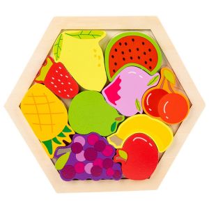 YUDESHUI Họa tiết hoạt hình Trò chơi ghép hình bằng gỗ Khay lục giác Gỗ Đồ chơi xếp hình bằng gỗ Sáng tạo Phát triển trí tuệ Câu đố 3D Giáo dục trẻ em