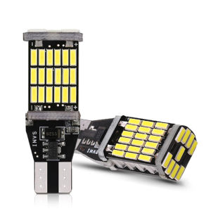 ไฟหรี่ ไฟถอยLED ขั้วT10/T15 45SMD 12V ไฟส่องป้ายทะเบียน ไฟส่องแผนที่ สว่างมาก ทนความร้อน มี 4สีให้เลือก (ราคา 1 หลอด)