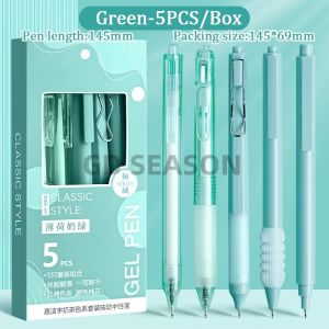 5pcs 7Pcs/Box Minimalist Transparent 0.5mm Gel Pen Signature Pen Student Quick-Drying Black Ink Pen