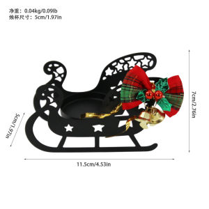 Candle Holder Black Iron Metal Xmas Decor Reindeer Snowflake Bow Bell Tabletop Tealight Stand Home Gift