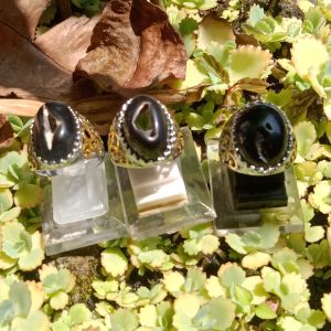 Cincin Batu AkikYaman Wulung Hitam Motif Combong Size Kantoran