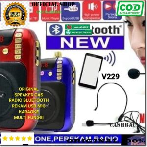 V229 ORIGINAL SPEAKER MULTI FUNGSI MIC MIK PEREKAM AUDIO BLUETOOTH USB FREE PLAY RADIO SD CARD BT BL