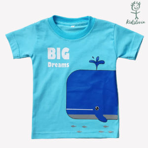 Kaos Anak Laki Laki Perempuan Seri Hewan Binatang Ikan Paus Biru Bahan Katun Anak Usia 1-6 Tahun