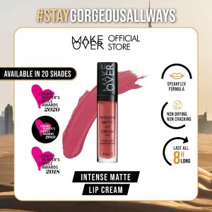 MAKE OVER Intense Matte Lip Cream 65 g - Lip Cream Last 8 Hours Long Krema Bibir Pigmentasi Tinggi Varian Warna Pink Premium - Lazada