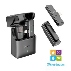 Micro thu âm không dây Hoco S31 3 in 1 (Lightning Type C) cài áo chính hãng cho điện thoại máy ảnh laptop PC cho youtuber livestream