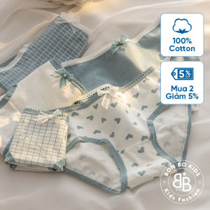 (CD10) Set 5 Quần Chip Bé Gái Mẫu Tim Xanh Quần Lót Bé Gái Kháng Khuẩn 100% Cotton an toàn