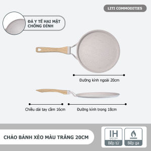 Chảo chống dính làm bánh xèo chiên trứng màu trắng thích hợp với mọi loại bếp