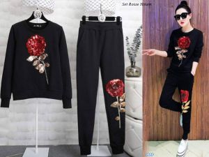 Setelan baju santai wanita / setelan kaos murah + Celana Panjang / Setelan Training Wanita Lengan Panjang / baju olahraga set rosses