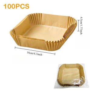 100PCS Nonstick Disposable Baking Paper for Air Fryers Ovens Round/Square Shapes Oil-Proof Absorbent