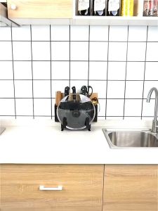 Kệ gài dao thớt đũa màu đen sơn tĩnh điện cao cấp tặng ngay 4 móc treo xinh xắn kệ nhà bếp đa năng