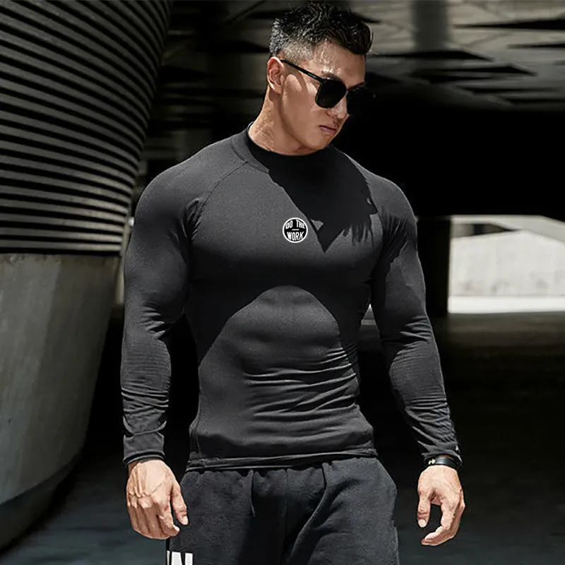 Muscleguys Compression Turtleneck Long Sleeve Shirt Men Fitness Tight T  Shirt Man Quick Dry Gym Clothing Bodybuilding Muscle Workout Tshirt