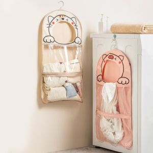YUCHEN Waterproof Dirty Clothes Storage Bag Large Capacity Wall Mounted Clothes Hanging Basket Multifunctional with Hook Toy Storage Bags for Home