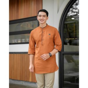 Baju Koko Pria Dewasa Lengan Pendek Model Kurta Tuhfah Size M L XL Branded Alanza Muslim Wear