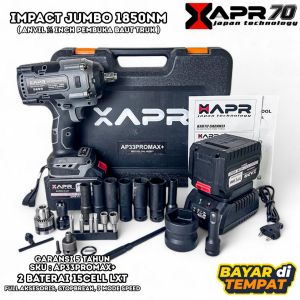 RAJA bor impact wrench APR JAPAN jumbo AP33promax+ 1850nm 1/2inch 2baterai 15cell 99v garansi resmi 5thn