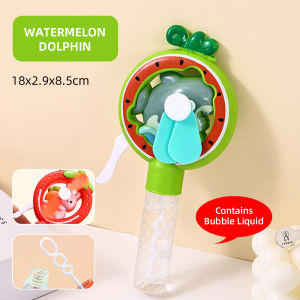 Wonderful Toys Hand Pressure Fan Bubble Toy Cartoon Fruit Animal Blowing Bubbles Wand Fan Toys for Kids Outdoor Portable