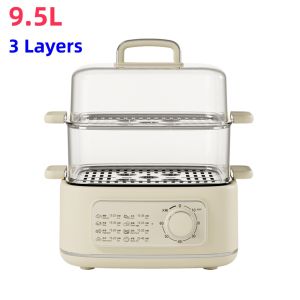 9.5L Large Capacity Electric Steamer Pot 1000W Multifunctional Household Non-Stick Steaming Stewing Integrated Pot Baby Food Steamer Electric Cooker with Steamer Hot Pot
