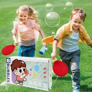 FLYING Knitted Racket Covers Bubble Paddle Game Portable Lightweight Interactive Bubble Blowing Toy Kids Gifts ABS Manual Bubble Blowing Kids Outdoor Play
