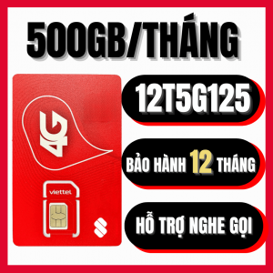 Sim 5G Viettel Chuyên Dùng Mạng Có 500GB/tháng Dùng Mạng Thả Ga - Miễn Phí Trọn Gói 1 năm | 12SD125 12MXH80Y 12MXH100 12T5G125 12SD90 . FREESHIP - CHƯA KÍCH HOẠT